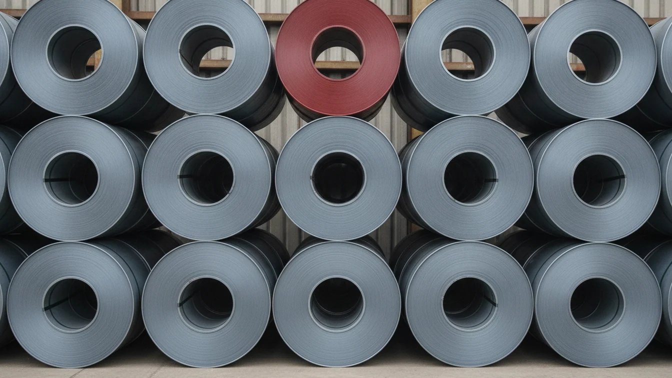 Bobines de feuillard d'acier stockées sur chant