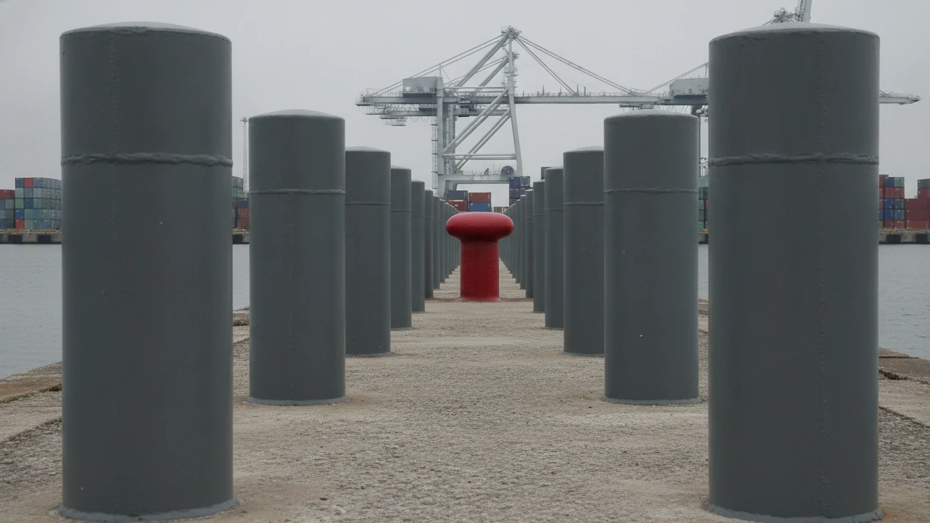 Alignement de bollards d'amarrage sur un quai